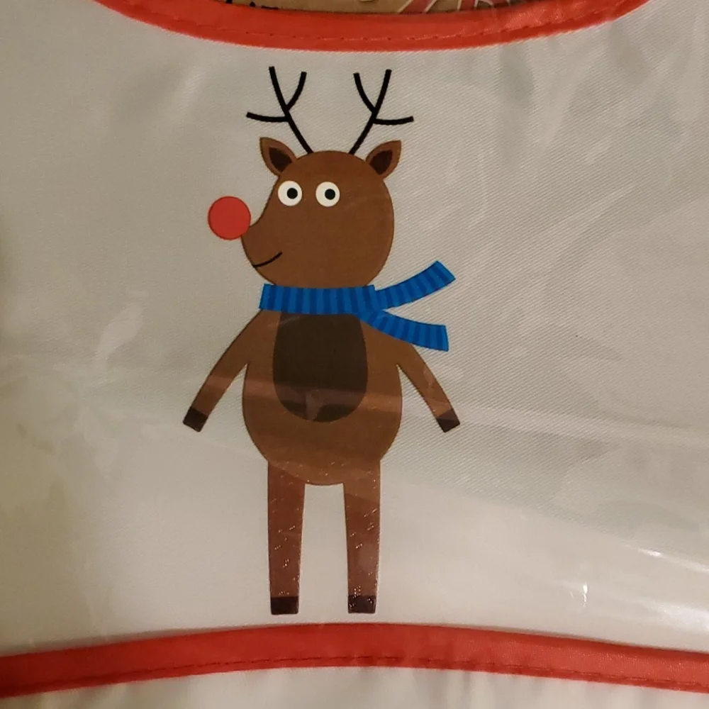 New Christmas Bib set, blue Penguin and white dear